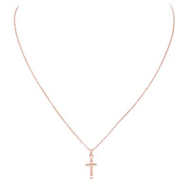 Rosemarie & Jubalee Women's Cross Pendant Necklace Hypoallergenic Post Earrings Set (Necklace Earrings Set/Rose Gold)