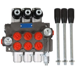 Timunr 3 Spool 13GPM Hydraulic Directional Control Valve, 3600PSI BSPP Ports Double Acting Hydraulic Valve with Joystick