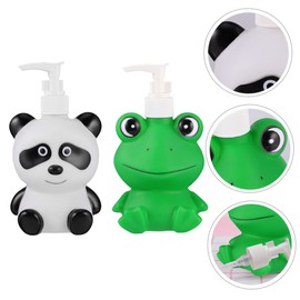 FELTECHELECTR 2pcs Cartoon Press Bottles for Lotion Shampoo Panda Easy to Refill Dispenser for Boys and Girls Cute Bathroom Decor Portable and Reusable Liquid Storage Bottles