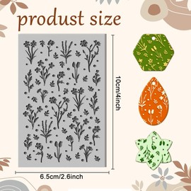 CHGCRAFT Wildflowers Polymer Clay Texture Sheets Realistic SilhouetteTexture Mat Polka Dots Rubber Clay Texture Mat Clay Modeling Pattern Pad Texture Sheets for Earrings Jewelry Making