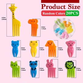 Pack of 20 Fruit Forks Children, Mini Cartoon Bento Fruit Forks Finger Food Picks Dessert Forks 3D Reusable Fork Pastry Forks for Lunch Box Afternoon Tea Birthday Party (20 Pieces Random Colour)
