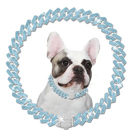 Cadena de metal de diamante cubano para perros con hebilla segura para perros grandes y medianos