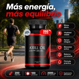 Aceite De Krill Astaxantina 2000 Mg 200 Cápsulas 100 Dosis