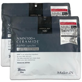 Make.iN NMN 100+ CERAMIDE Face Mask, 30 Pieces | Ceramide Moisturizing, Skin Care, Pack, Made in Japan (2 Bags (2 Bags of 30 Pieces)