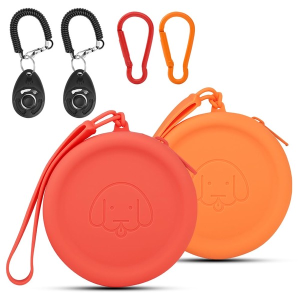 FIDWALL Leckerli-Tasche aus Silikon,2 Stück,Futtertasche für Hundetraining,Hundezubehör,Taschengröße,leicht zu reinigen,geruchlos,Reißverschluss-Design,tragbare Leckerli-Tasche