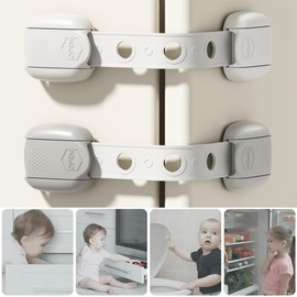 Child Safety Strap Locks (3 Pack) Baby Locks for Cabinets and Drawers, Toilet, Fridge & More. Adhesive Pads. Easy Installation, No Drilling Required, White/Gray (White, 3 pcs (Pack of 1))
