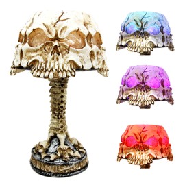 Day of The Dead Ossuary Triad Skull Faces Mini LED Color Changing Table Lamp Figurine