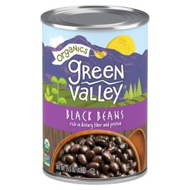 Green Valley Organics Black Beans | Certified Organic | Deliciously Tender, Creamy & Mild | Deep Dark Skin | Good Source of Dietary Fiber & Protein | 15.5 oz can (Pack of 4)