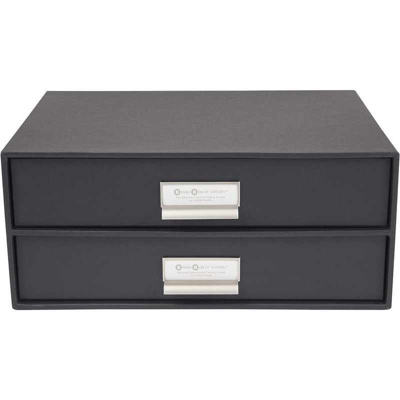 Bigso Birger 2-Drawer Fiberboard Label Frame Document Letter Box |