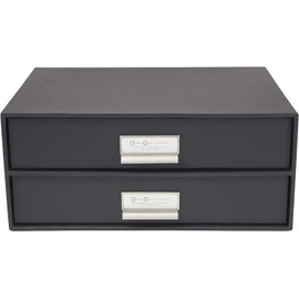 Bigso Birger 2-Drawer Fiberboard Label Frame Document Letter Box | Desktop Drawers for Loose Papers, Documents, and More | Desktop Storage Drawers with Metal Label Holder | 13.1” x 10” x 5.7” | White