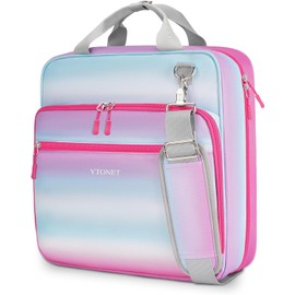 Ytonet 4 Inch D-Ring Zipper Binder, King Sized 3 Ring Binder with Zipper, 800 Sheets Large Capacity Waterproof School Binder with Shoulder Strap for Students Fit 15.6 Inch Laptop, Blue-Pink Gradien