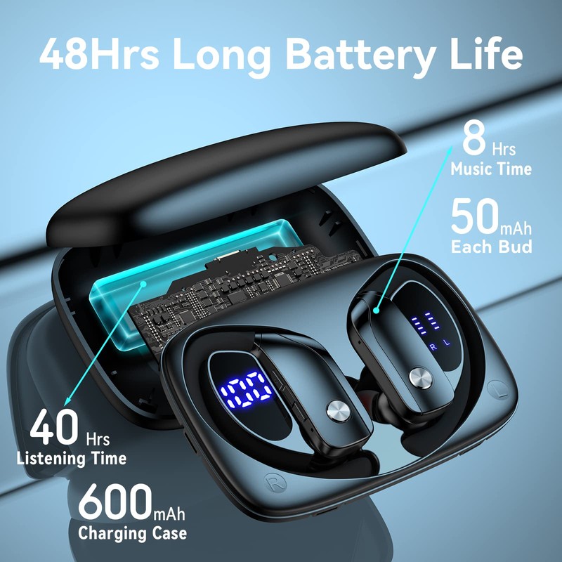 bmani Wireless Earbuds Bluetooth Headphones 48hrs Play Back Sport Earphones