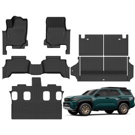 Floor Mats for 2025 Toyota 4Runner Fuel 7 Seats Upgrade Trunk Mat with Backrest Mat All Weather TPE Floor Liners Fit for 2025 4-Runner Anti-Slip Full Set Car Accessories (Not for Hybrid/EV)