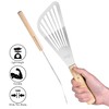 HOTEC HOTEC Stainless Steel Thin Slotted Fish Turner Spatula, Wooden