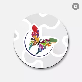 Unbranded Puzzle Beautiful Butterfly Animal | 4'' X 4'' Round Decorative Magnet