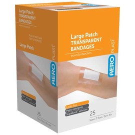 Aeroplast Transparent Plasters, Large Patch 50mm x 75mm (Box of 25)