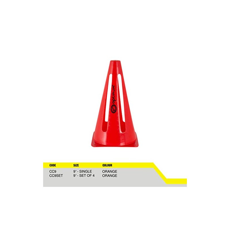 Optimum Training Collapsible Cones (Pack of 4) - Red, 9-Inch