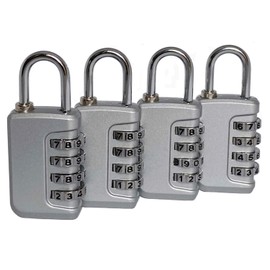 ZPLIUST Luggage Locks - 4 Digit Combination Locks for Gym, Sports, School & Employee Locker, Outdoor,Toolbox,Resettable Code Lock (Silver 4Pack)