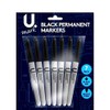 Penine Black Fine Nib Marker Pen 8pk
