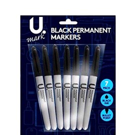 Penine Black Fine Nib Marker Pen 8pk