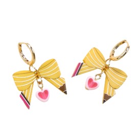 Pencil Bow Heart Shaped Dangle Earrings for Women Lightweight Graduation Teacher Earrings for Women Teachers Cool Earrings Jewelry-A