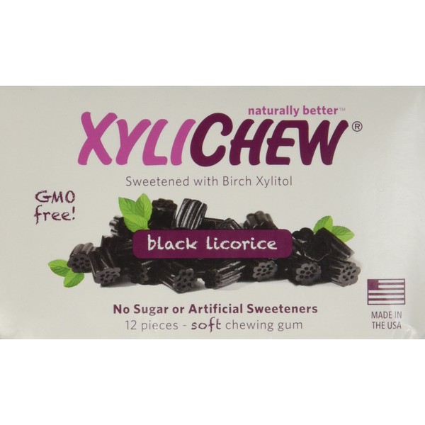 Xylichew 100% Xylitol Chewing Gum - Non GMO, Non Aspartame, Gluten Free, and Sugar Free Gum - Natural Oral Care, Relieves Bad Breath and Dry Mouth - Licorice, 288 Count