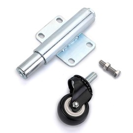 Skelang 2" Spring Loaded Gate Caster, Retractable 2-1/2" Swivel Wheel for Garden Wooden Gate, Yard Fence