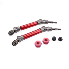 4Pcs 1:10 RC Car Drive Shaft Front and Rear Universal Drive Shaft CVD Heavy Duty Compatible with 1/10 Traxxas Slash Rustler VXL 4X4 4WD Replacement Parts (Red)