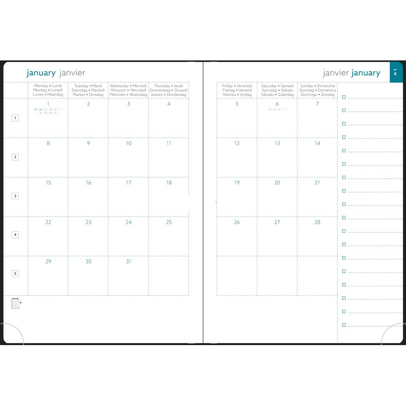 EasySlim 15x21 schwarz 2025: Kalender im Schreibtischformat
