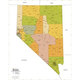 Nevada ZIP Code Map with Counties - Standard - 36" x 45.5" Laminated