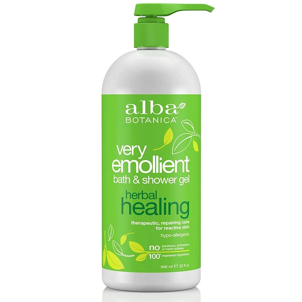 Alba Botanica Very Emollient Bath & Shower Gel, Herbal Healing, 32 Oz