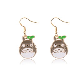 MAOFAED Kawaii Anime Cat with Leaf Earring for Fan, Japan Anime Jewelry, Manga Lover Gift(cat CA)