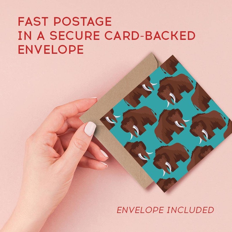 1 x Greeting Card Extinct Woolly Mammoth Pattern - Blank