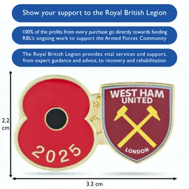 Royal British Legion West Ham United Poppy Football Pin 2025