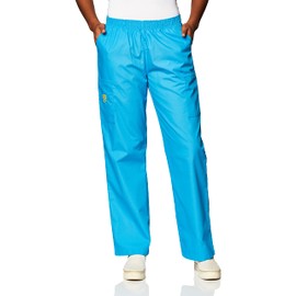 WonderWink Womens Quebec -Full Elastic Cargo Medical Scrubs Pants, Malibu Blue, X-Large US