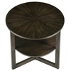 MODERION Large Round End Table, Rustic Beside Table with Umbrella