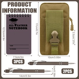 Augacage 6 Pcs Waterproof Notebook All Weather Police Waterproof Notepad 3x5 Inch Pocket Notebook with Waterproof Weatherproof Pen and Cover for Outdoor Activities Recording (Brown)