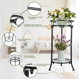 YHIJURS 2 Pack Metal Plant Stand 2 Tiers Indoor, 20.3inch Tall Plant Stands Outdoor,Iron Corner Flower Pot Holder, Plant Rack, Display Shelf Racks for Home Garden Office