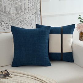 FabThing Set 0f 2 Cushion Covers Decorative Throw Pillows Covers Morden Design Pillow Cases Soft Coach Sofa Chair Home linen 45x45cm Navy Blue