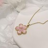 KJDYQ Mulan-Inspired Blossom of Honor Necklace Pink Enamel Flower Charm