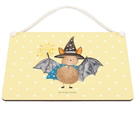 Mr. & Mrs. Panda A5 Decorative Sign Bat Wizard - Gift, Bats, Wall Sign, Door Sign, Good Mood, Funny Sayings, Wall Decoration, Cute Animal Motifs, Start Beginner, Wooden Sign, Animals