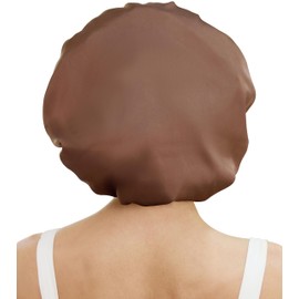 ATNKE Silk Bonnet for Sleeping Women Soft Double Layer Satin Lined Silk Hair Wrap Night Sleep Cap with Elastic Band for Long Jumbo Curly Braids Natural Hair/Brown