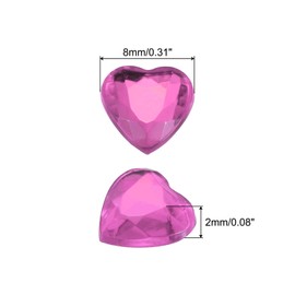 MECCANIXITY 60 Pcs Acrylic Heart Rhinestone 8mm Flat Back Plastic Gems Jewelry Stickers for Craft Bead Face Painting Costume Jewelry Making, Peach Red