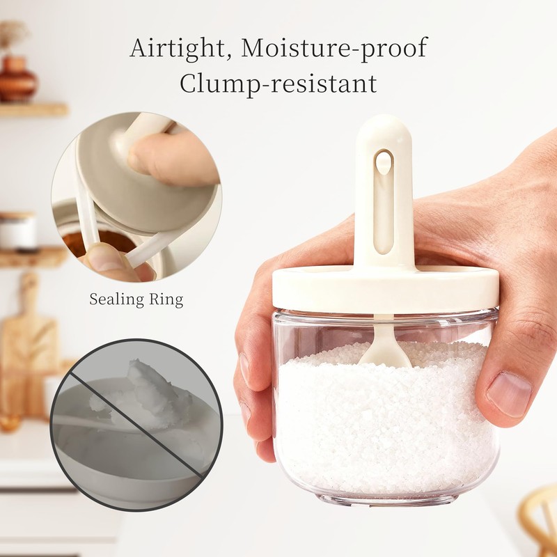 ShanSon 6-Piece Glass Spice Jars with Adjustable Spoon, 10.16oz /300ml
