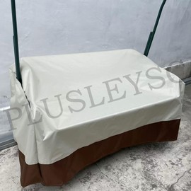 PLUSLEYSC Hanging Porch Swing Cover 63 Inch Waterproof Zipper 420D Oxford Cloth Porch Swing Cover,Outdoor Patio Swing Chair Cover (Beige, 63Wx28Dx35H inch)