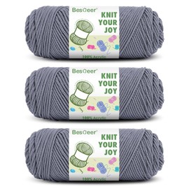 Yarn, Bulky Yarn for Knitting and Crocheting, 192 Foot (Pack of 1) (Gray)