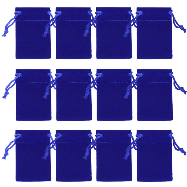Nydotd 100pcs 2 X 2.8 inch Velvet Cloth Jewelry Pouches Velvet Drawstring Bags Christmas Candy Gift Bag Pouch for Wedding Favors Gifts, Event Supplies Party Favors (Royal Blue)