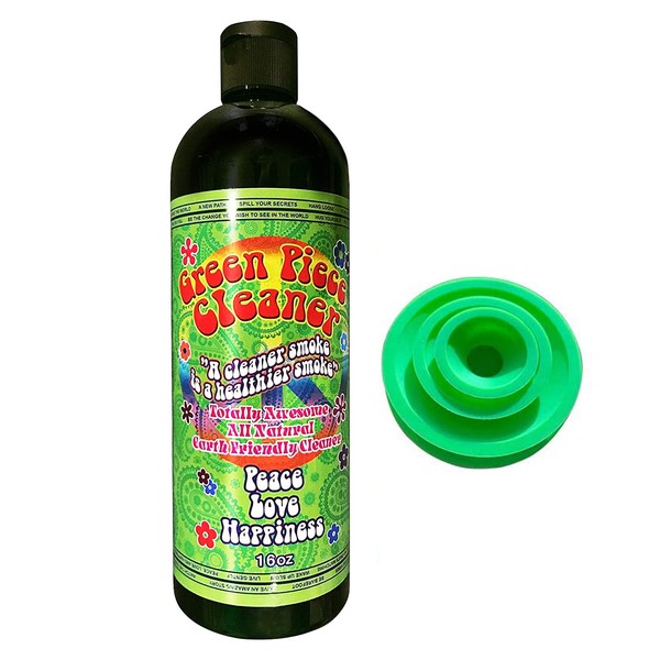 Green Piece Glass Cleaner 1 Bottle-16 oz - With Set of 3 Silicone Plugs
