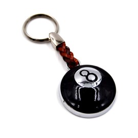 ClaroSchmuck Key Ring Metal Thickness 2 mm Faux Leather Cord Total Length Approx. 9 cm - 11 cm, Billiard ball