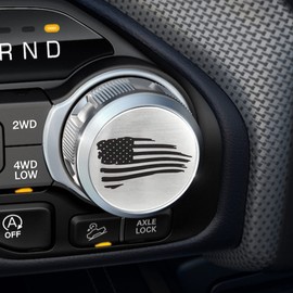 Zhizhong Dial Shifter Trim Plate Etched Distressed USA Flag Emblem, Gear Shift Switch Knob Cover Fit for Chrysler 300/200/Pacifica, Voyager, Ram 1500,Rebel,2500,Dodge Durango